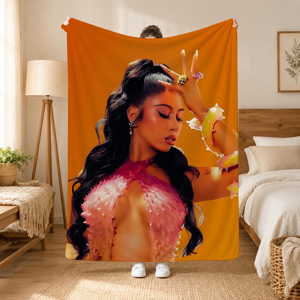 Kali Uchis Singer Throw 240g flannel blanket, suitable for sofas, beds, offices, exquisite gift blankets