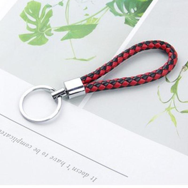 1PC Fashion Car Keychains Rope Card Keyring Anti-lost Phone Number Leather Bradied Rope Vehicles