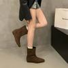 Inner height increase! Retro style square head short boots women's early autumn versatile thin boots women's boots French boots short boots