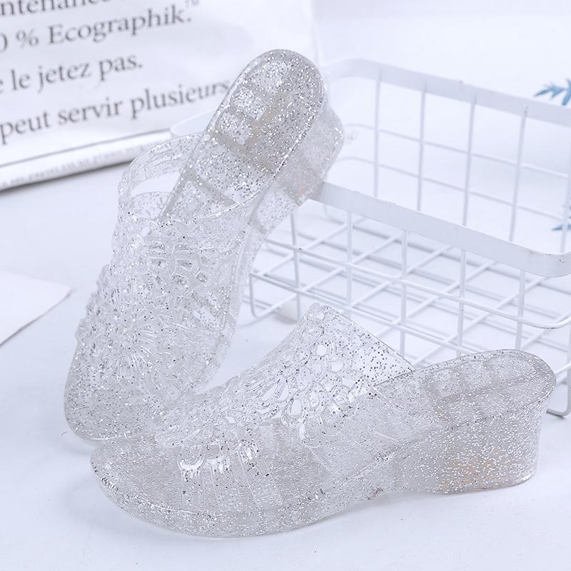 New Summer Sandals Female Crystal Jelly Shoes Beach Shoes Slip Plastic Transparent Shoes Women Sandals Pvc Jelly Sandals