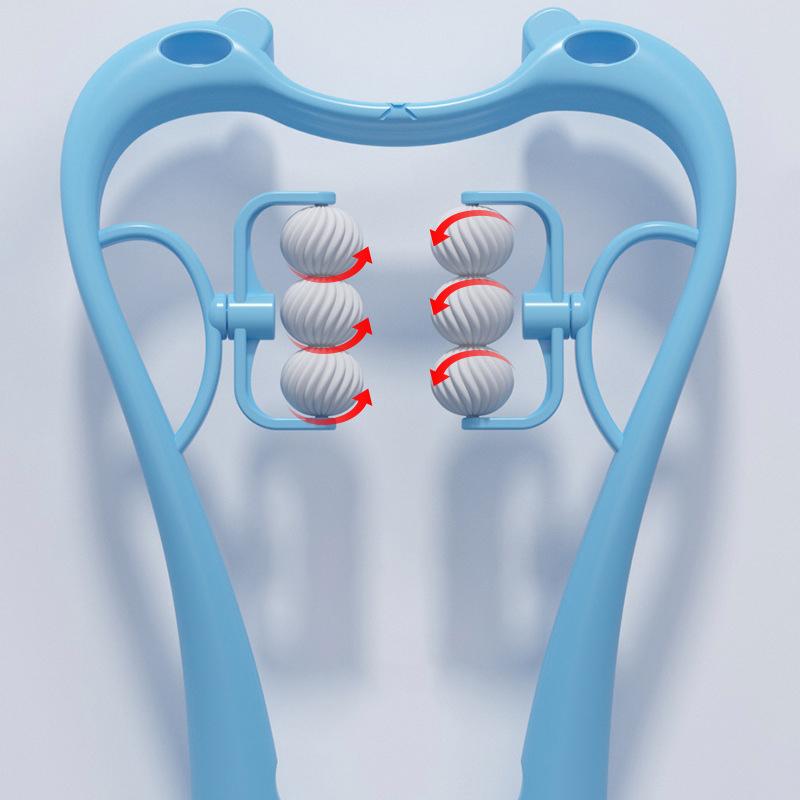 6 роликов, массажер для шеи, ручной массажер для шеи и плеч, шейный отдел позвоночника, разминающий массаж, физиотерапия, релаксация тела, облегчение боли, инструмент для массажа здоровья