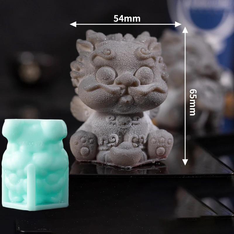 3D Форма для силиконового мусса в виде льва удачи, 3D формы для выпечки, десерт, ресторан, форма для кубиков льда, китайский стиль, цементные формы для свечей