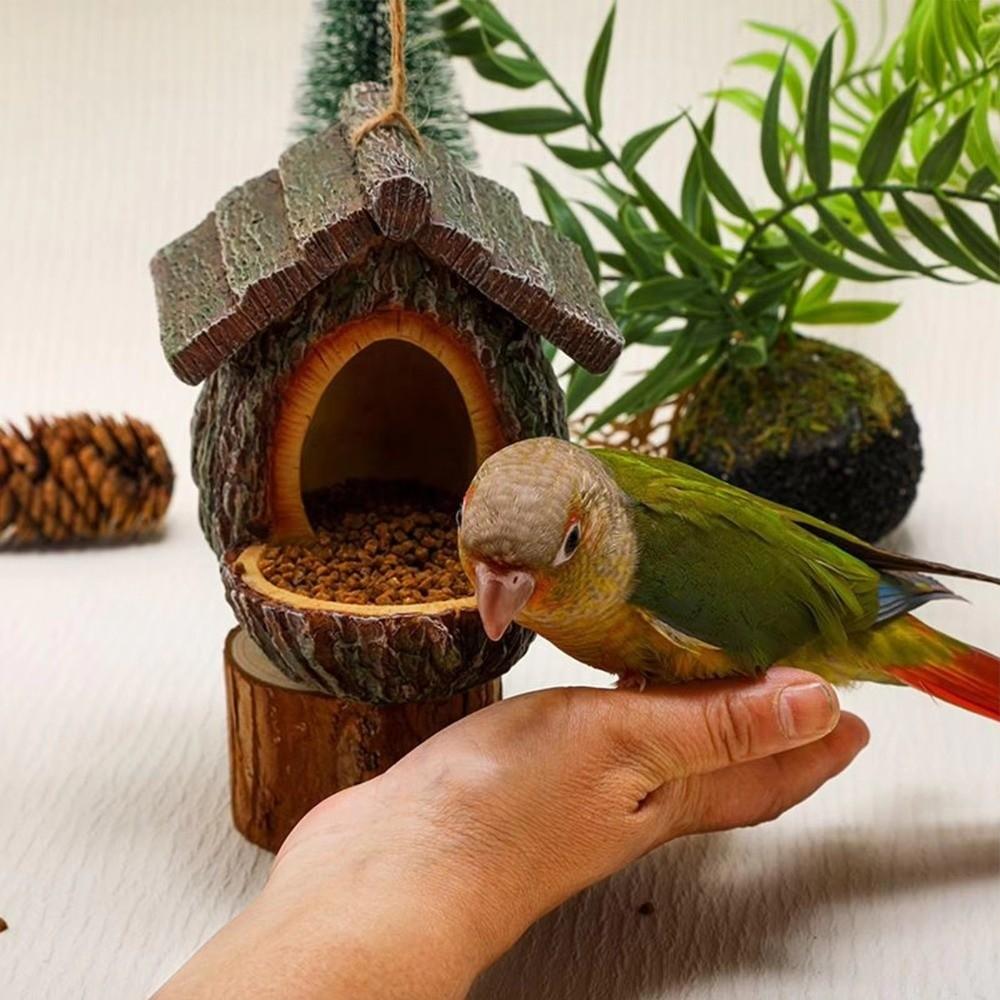 Bird Care Station Resin Hummingbird Feeder Lifelike Weather-Resistant Wildlife Habitat Decorative Natural Look Nesting Box Patio