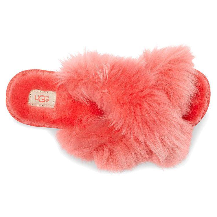 UGG Удобные Легкие Шлепанцы на Резиновой Подошве Женские Сандалии Ярко-Кораллово-Красные 1108917-PCRL