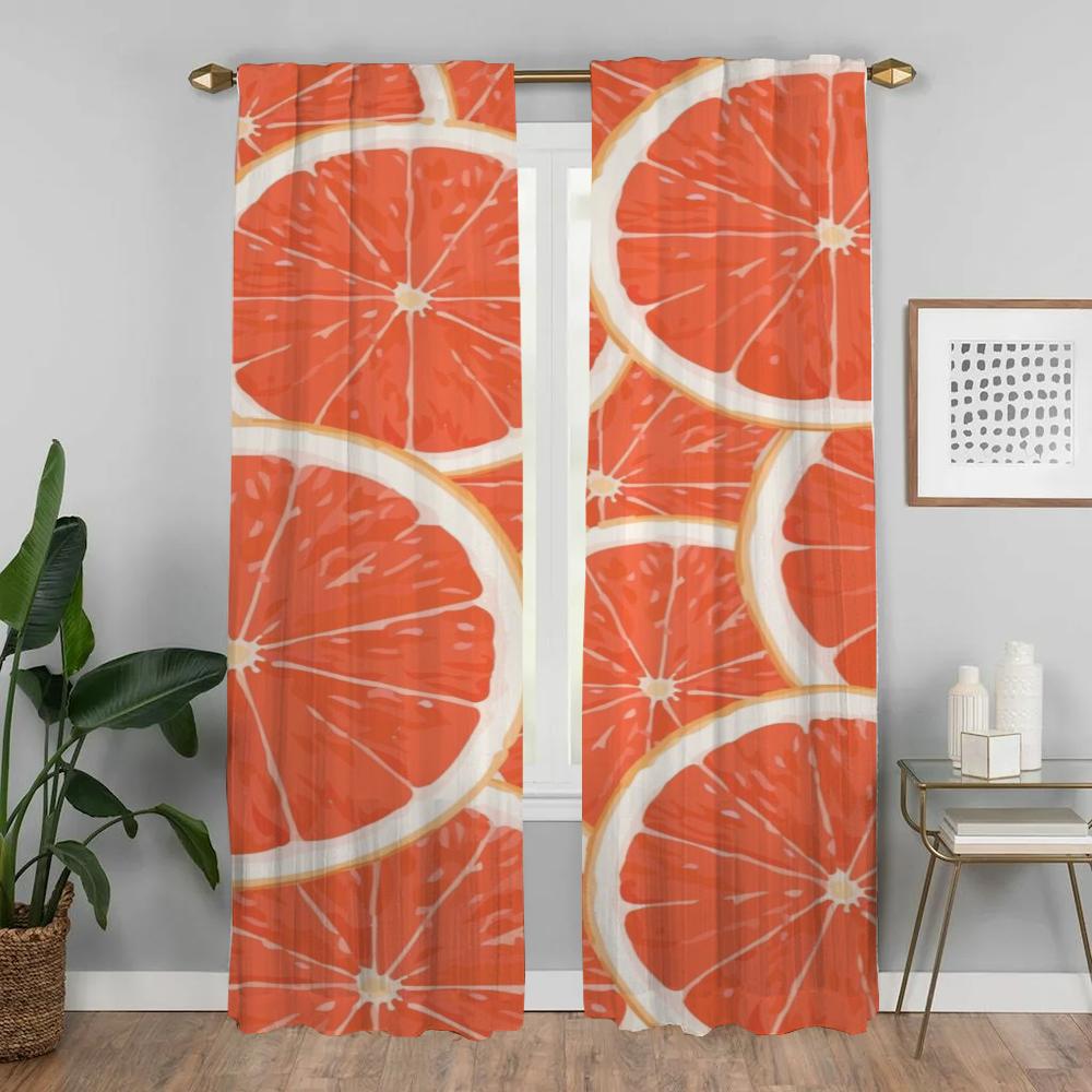 Window Curtain for Room 2 Panel Fruit Home Interior Curtains Shades Partition Halloween Decoration Tulle for Bedroom Living