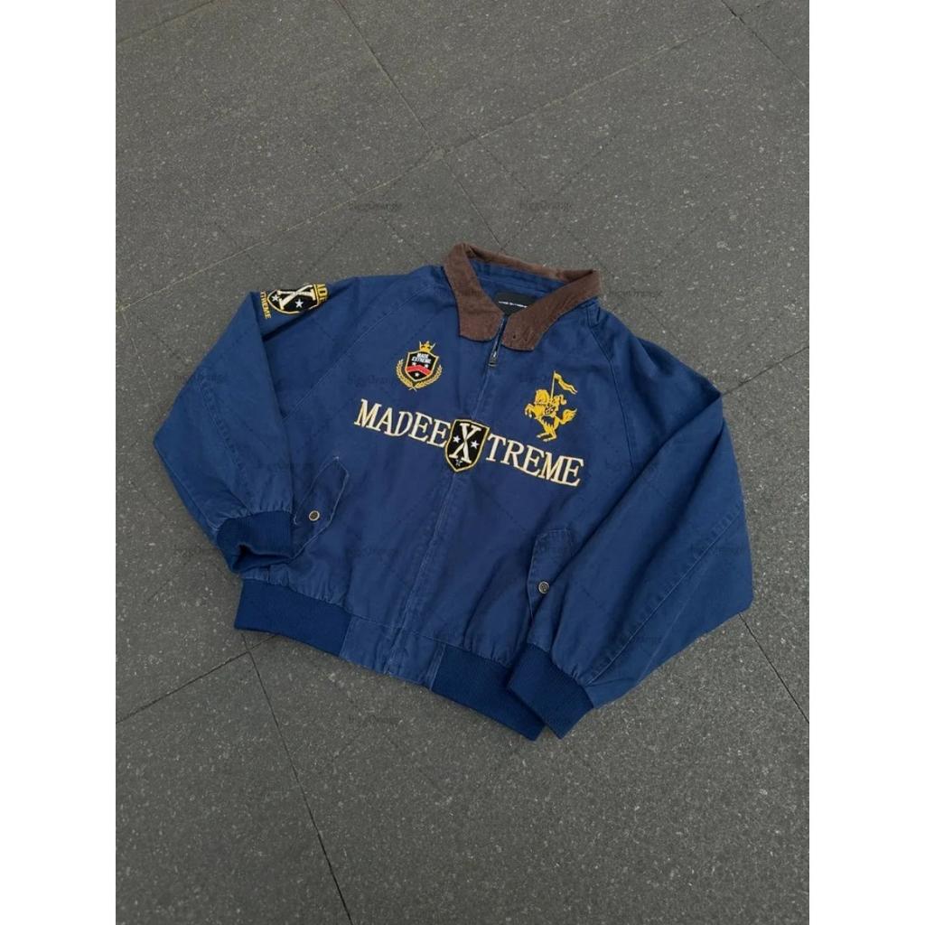 Куртка-бомбер ZYLLO в стиле американского ретро-винтажа с вышивкой и молнией, модная, в стиле хип-хоп, с отложным воротником, в стиле 2000-х, уличная одежда, свободный крой, повседневная.