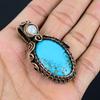 Turquoise & Moonstone Gemstone Handmade Pure Copper Wire Wrap Jewelry Pendant For Love