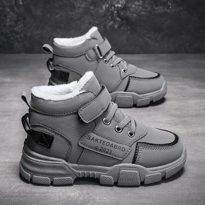 Зимние детские ботинки для мальчиков, утепленные кашемировые теплые зимние ботинки для девочек, нескользящие уличные ботинки, студенческая обувь, походная обувь