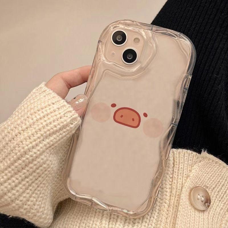 Милый чехол для телефона iPhone17Promax со свиньей, прозрачный для Apple 16promax, кремовый чехол 15, женские модели
