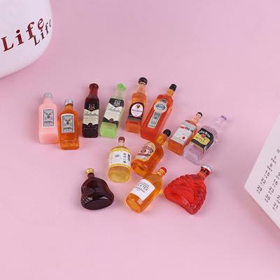 10 шт. 1:12 кукольных миниатюрных бутылок из смолы, имитация винных бутылок для детей, игрушка
