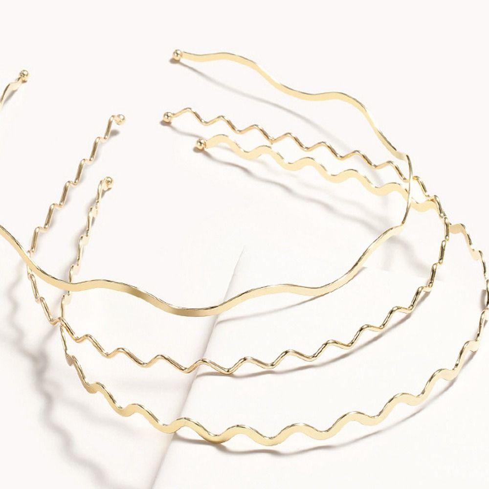 Модные тонкие ленты для волос, укладка челки, обручи для волос для девочек, повязка на голову с металлическими волнами