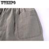 Большие размеры осень-лето повседневные брюки из натурального хлопка и льна с высокой талией большого размера льняные дышащие свободные мужские брюки