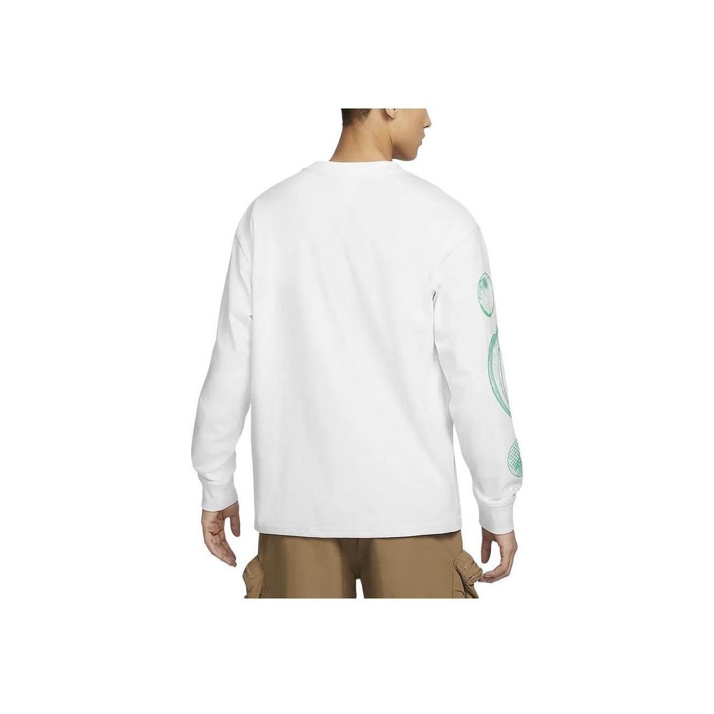 Nike Футболка ACG Series Printed Pattern с круглым вырезом, повседневная, свободного кроя, с длинным рукавом и заниженной линией плеч, мужские футболки Mountain-White FV3489-121
