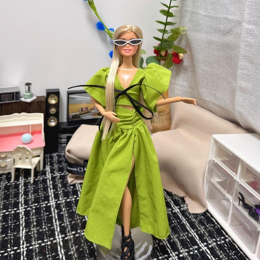 30 см FR Супермодель Звездная Принцесса Куклы Игрушки 1/6 BJD Кукла Модный Дизайн Зеленое Платье Золотые Длинные Волосы Подвижные Суставы Игрушки для Переодевания