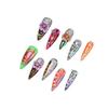 Press-On Nails Women - 3D Floral Butterfly Leopard Design Y2K Ins Style Acrylic Tips Long Stiletto False