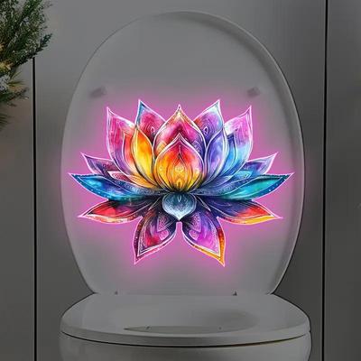 Светящаяся наклейка на унитаз для ванной, ночник, наклейка на стену с лотосом, наклейка на крышку сиденья унитаза, самоклеящаяся, ПВХ, водонепроницаемая, декор для дома