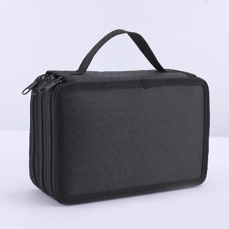 High Quality Custom 3-Layer Canvas Pencil Case with Portable Handles Large Capacity Art Supplies Bag in Multiple Colors