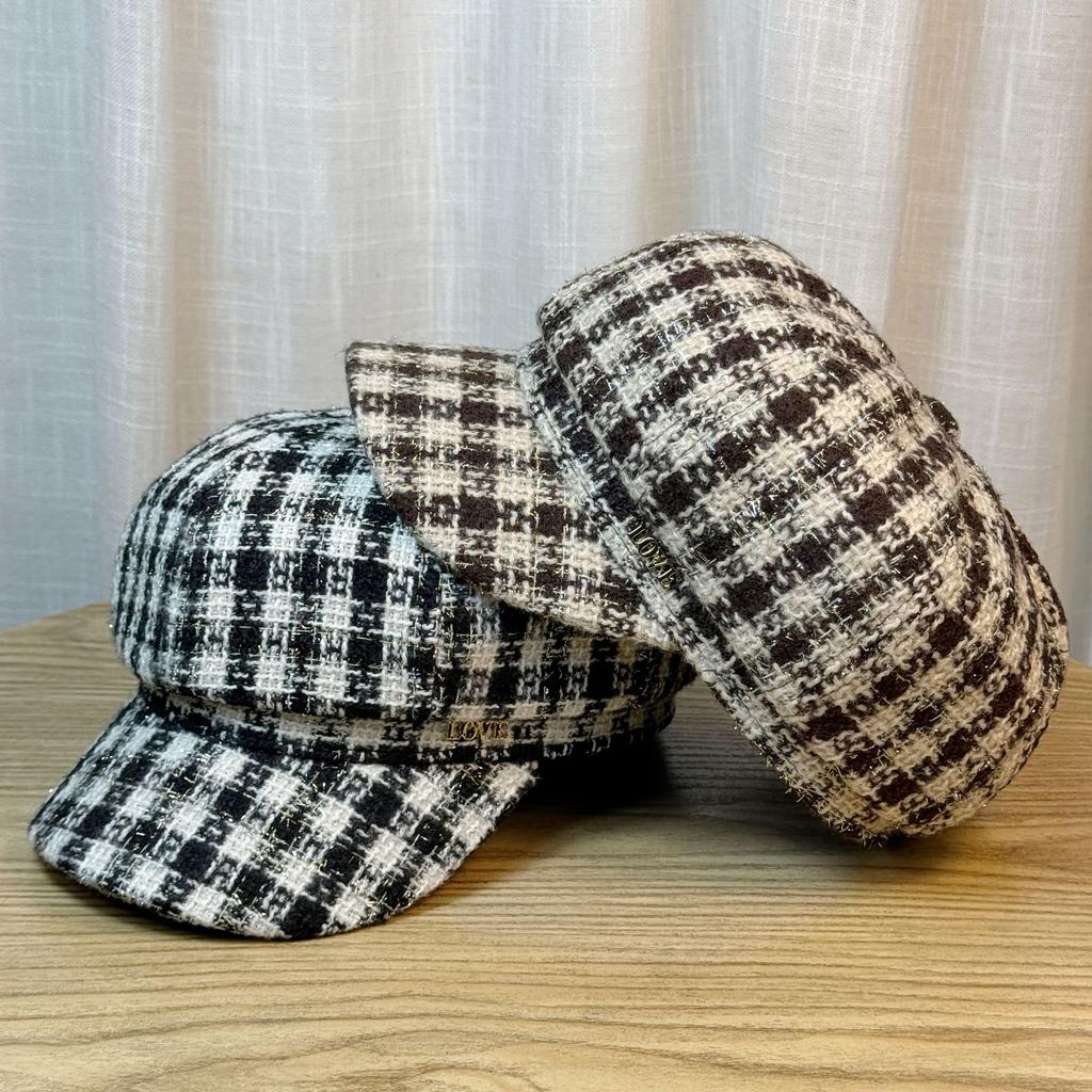 Модная шляпа для женщин Универсальная зимняя восьмиугольная шляпа для женщин с круглым лицом Весна и осень Теплая трендовая Корейский стиль Британский стиль