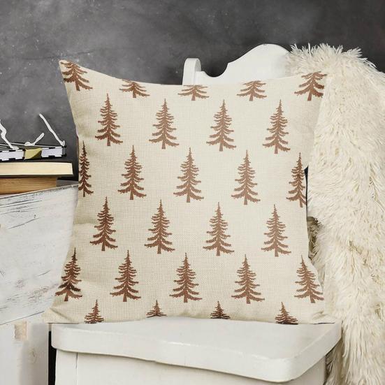 45x45СМ Наволочка на декоративную подушку с рождественской елкой, Наволочка с принтом рождественской елки, Домашняя гостиная, Спальня, Диван, Кровать, Декоративная квадратная наволочка