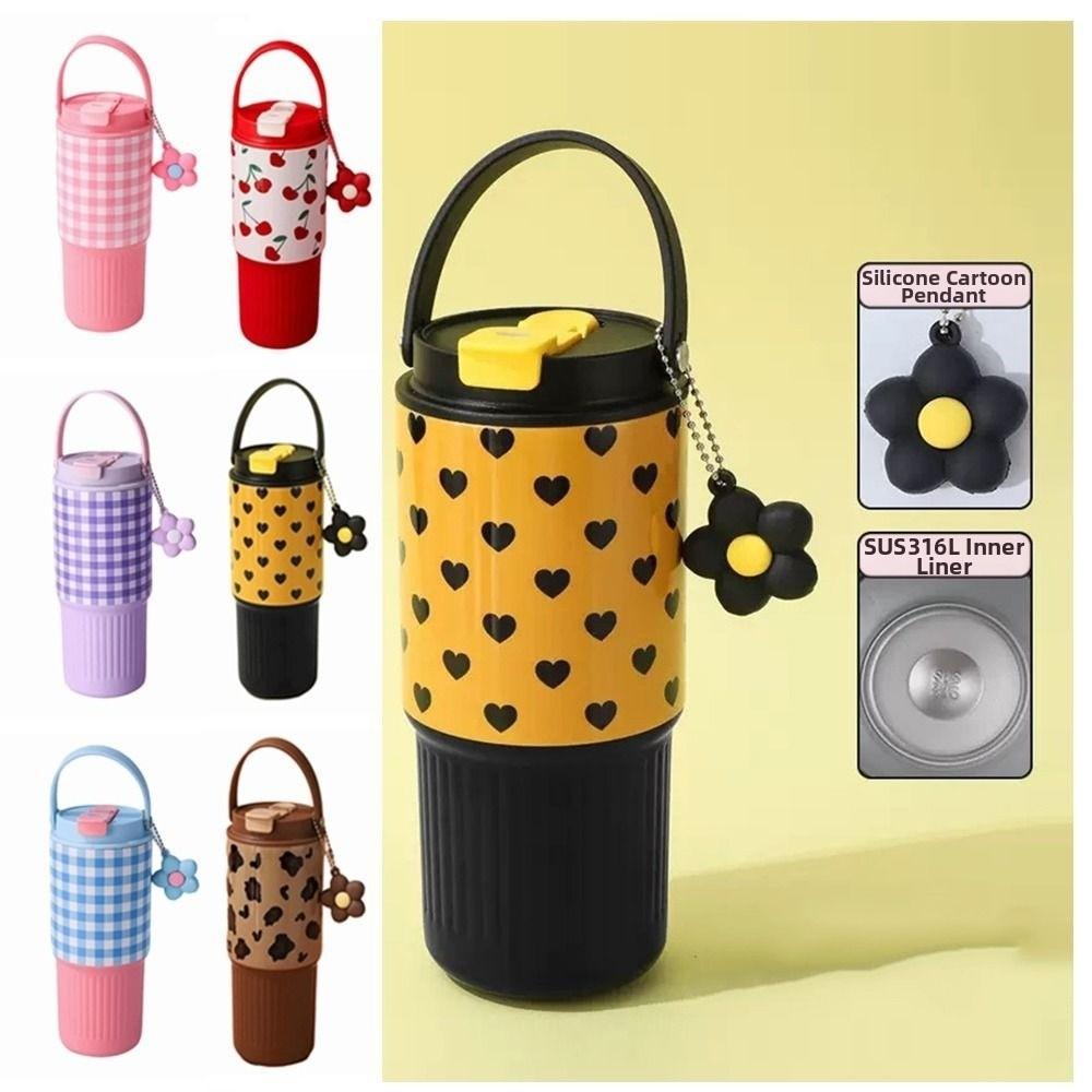 Portable Outdoor Insulated Mug Creative Coffee Tumbler with Handle Drinking Straw Cup Kitchenware