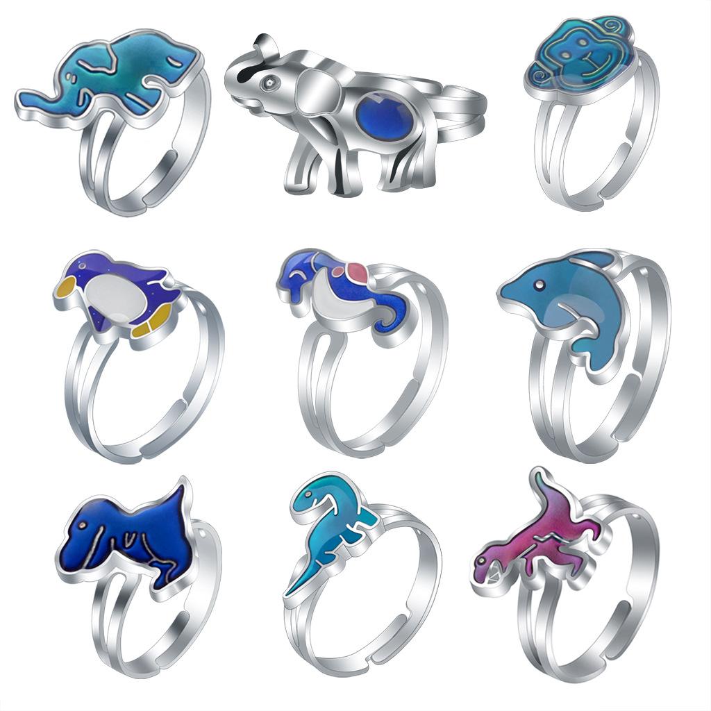 1Pcs Fashion Ring Simple Children's Princess Cartoon Cute Animal Temperature Change Ring