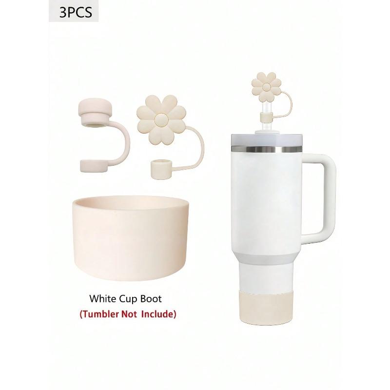 Silicone Mushroom Head Straw Cap Chrysanthemum Three-piece Set Flower 10mm Straw Dust Cover Cup Sleeve