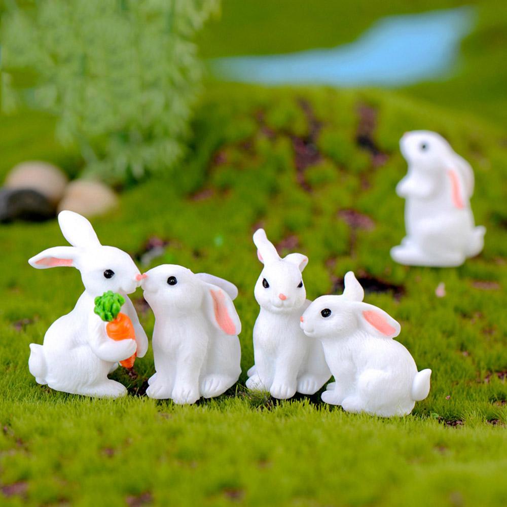 Craft Dollhouse Ornament Micro Landscape Miniature Rabbit Figurine Resin Bunny Statue Fairy Garden