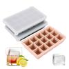 Silicone Ice Cube Tray with Lid 15 Cavity Easy Release Ice Mold for Freezer Large Ice Cubes Maker for Whiskey Cocktails