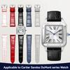 Для часов Cartier Sandus Dumont с механизмом быстрой замены, большой, средний, маленький циферблат, кожаные часы с женским кожаным браслетом 17,5 мм