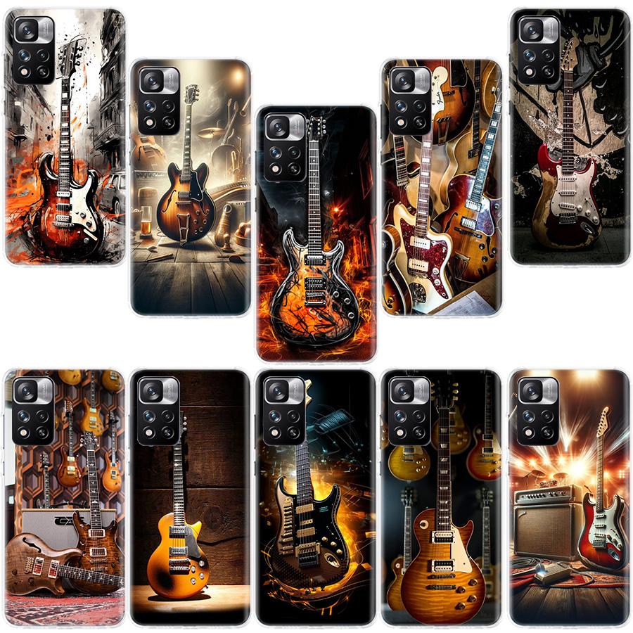 Retro rock Music Electric Guitar Phone Case For Redmi Note 13 12 Pro Plus 14 15 Pro 5G 11 11T 11E 11S 10 Pro 10S 9 9S Cover Cell