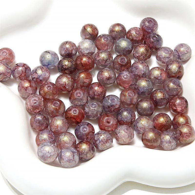 Комплект браслетов из бисера Summer Jelly Gold Glitter: Двойные стеклянные круглые бусины и полусахарные пузырчатые бусины