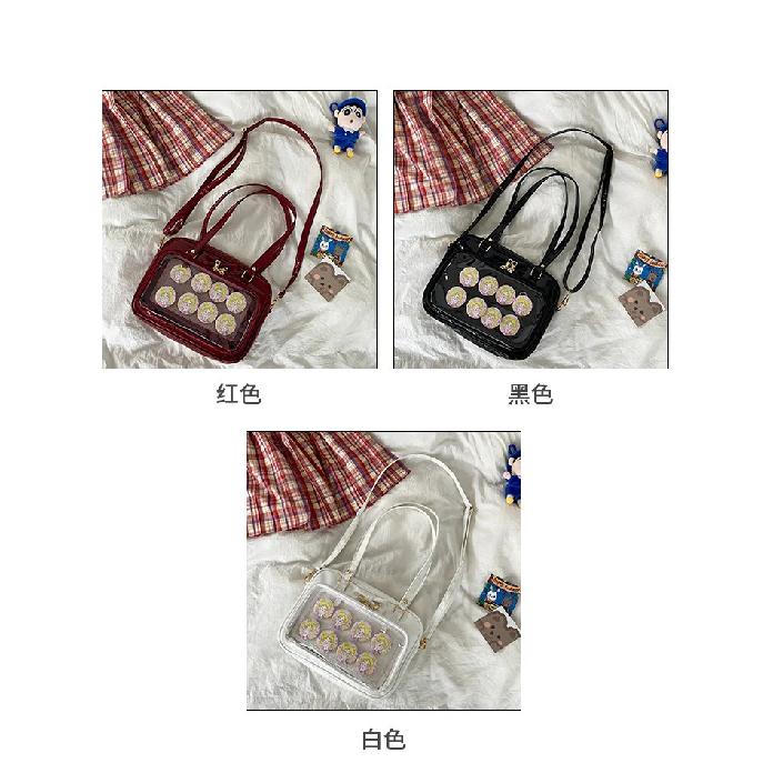 Kawaii Patent Leather Handbags Women Transparent PVC Itabag Women Tote Bag New Japanese Shoulder Bag Women Small JK Bag Ita Bag