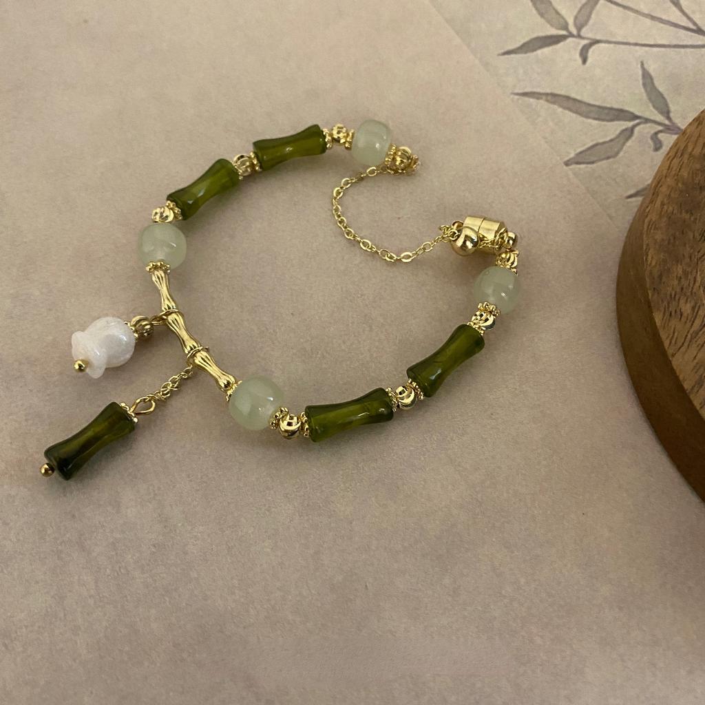 Браслет из бамбукового колокольчика с орхидеей, женский модный дизайн, усовершенствованный модный светильник, роскошные аксессуары в древнем стиле, браслет