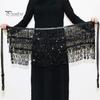Belly Dance Skirt Sequin Tassel Waist Hip Scarf Exotic Style Tie Up Adjustable Thin Skirt Mesh Festivel Stage Performance Cosplay Mini Skirt Apron