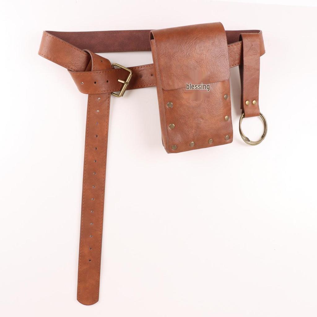Steampunk Leather Phone Bag - Medieval Belt Accessory for Renaissance Cosplay