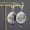 Exquisite Women's Fashion European and American Enamel Colorful and Elegant Earrings Versatile Super Fairy Flower Amethyst Pendant Earrings JWLY