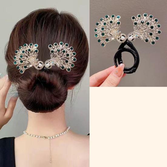 Peacock Shape Hair Clip Bun Maker Women Peacock Hairstyle Twist Multi-Functional Hair Curler Bun Maker Easy Fast Snap Roll Hair Tool for Long Hair
