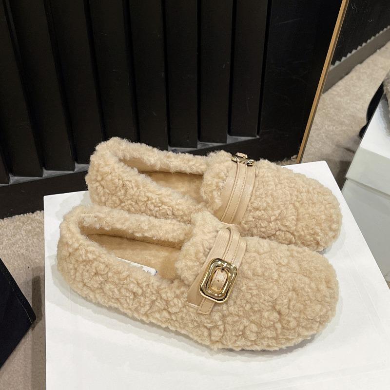 Мода Новая мода 2024 повседневная женская обувь мокасины меховые туфли без застежек на плоской подошве удобные женские высокого качества