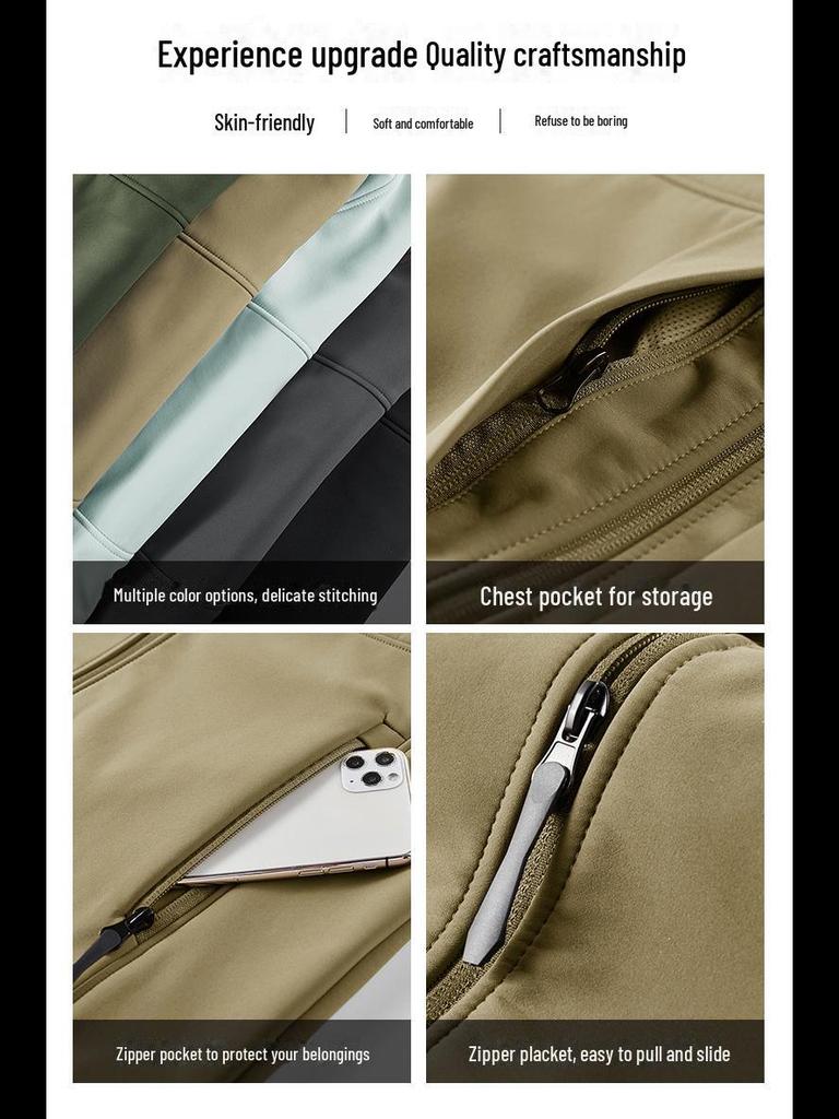 Men's Wind & Waterproof Plus Velvet Soft Shell Jacket - Thick, Large Size for Autumn/Winter
