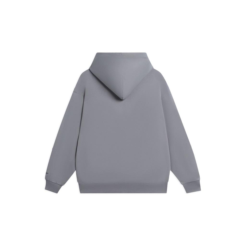 Li Ning Sports Lifestyle Series однотонный свободный свитер с капюшоном, длинный рукав, толстовка унисекс, цвет Nine-Degrees-Gray AWDR498-10