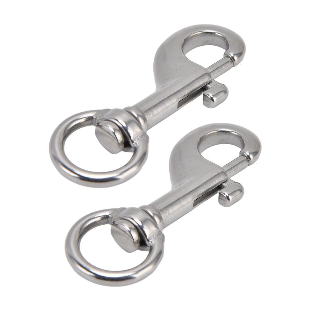 2Pcs Rotating Snap Hook Eye Bolt 316 Stainless Steel Marine Grade Single Ended Diving Clip 87mm