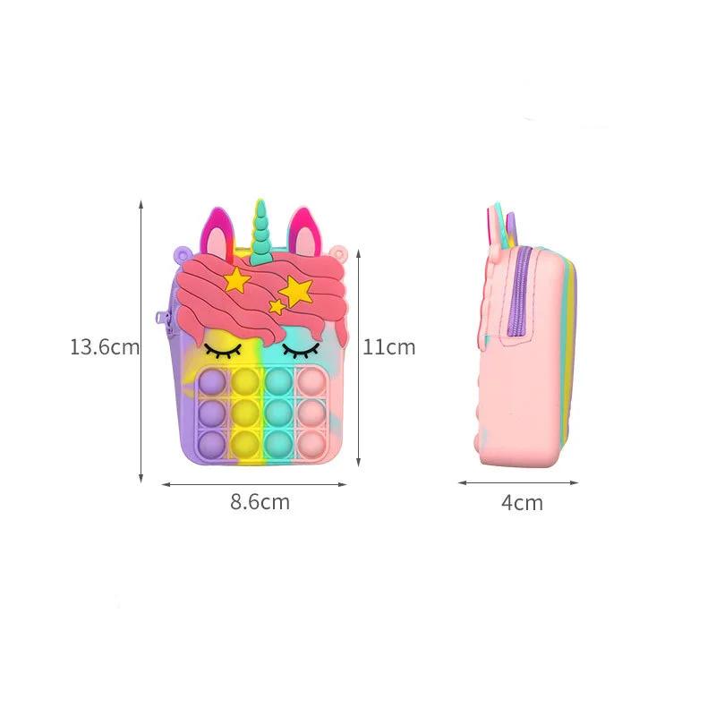 Unicorn Crossbody Bag Girl Crossbody Bag Toy Anti stress Simple Dent Stress Relief Children's Coin Wallet Decompression Toy