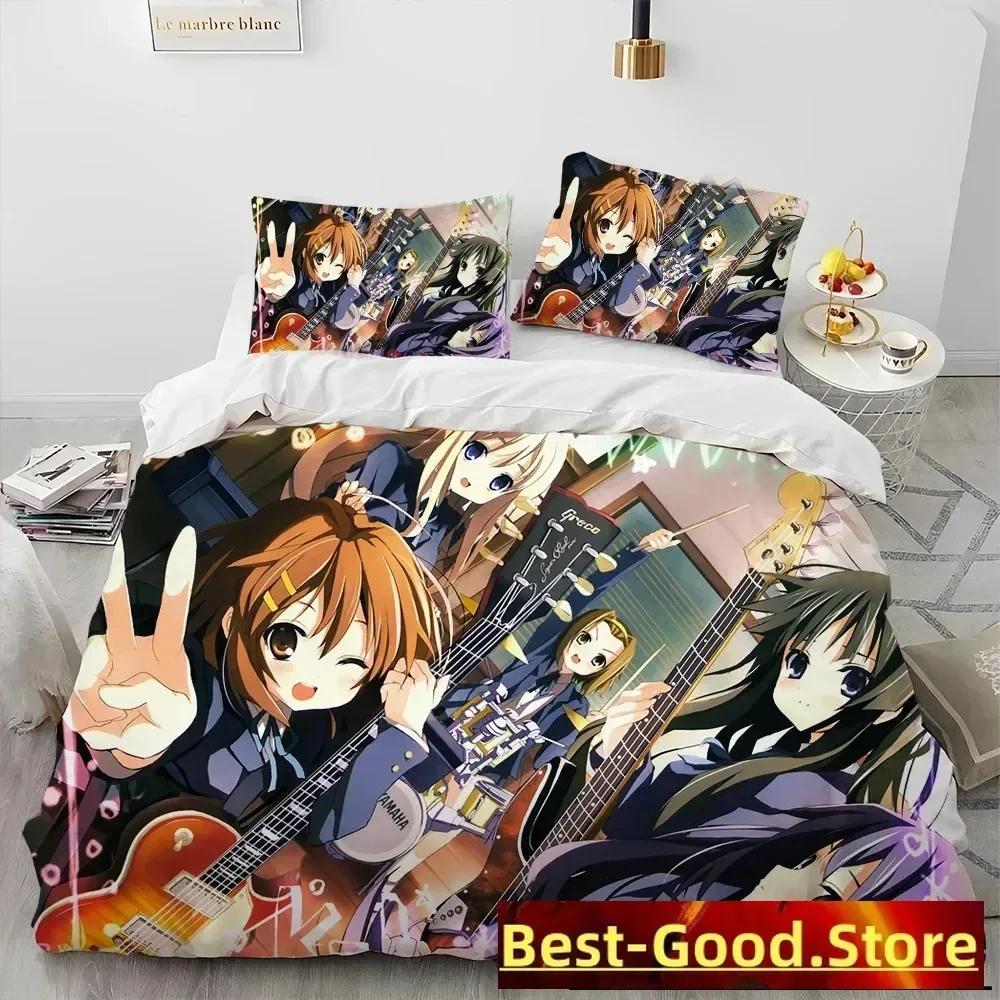K-ON Мультфильм Милые Лолита Каваи Девушки Комплект Постельного Белья С Наволочкой Пододеяльник Мягкий Размер Queen King Постельное Белье Дом