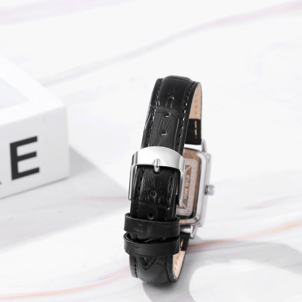 Часы с ремешком из натуральной кожи, календарь, аналоговые, водонепроницаемые, старинные, римские, стильные, парные часы, квадратные, кварцевые, черные, модные аксессуары