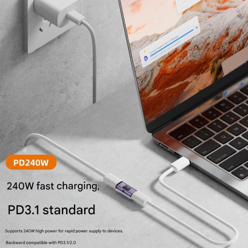 Портативный USB C female-female адаптер, высокая скорость передачи данных, 240 Вт, 80 Гбит/с, 16K 60 Гц, для телефона, ноутбука