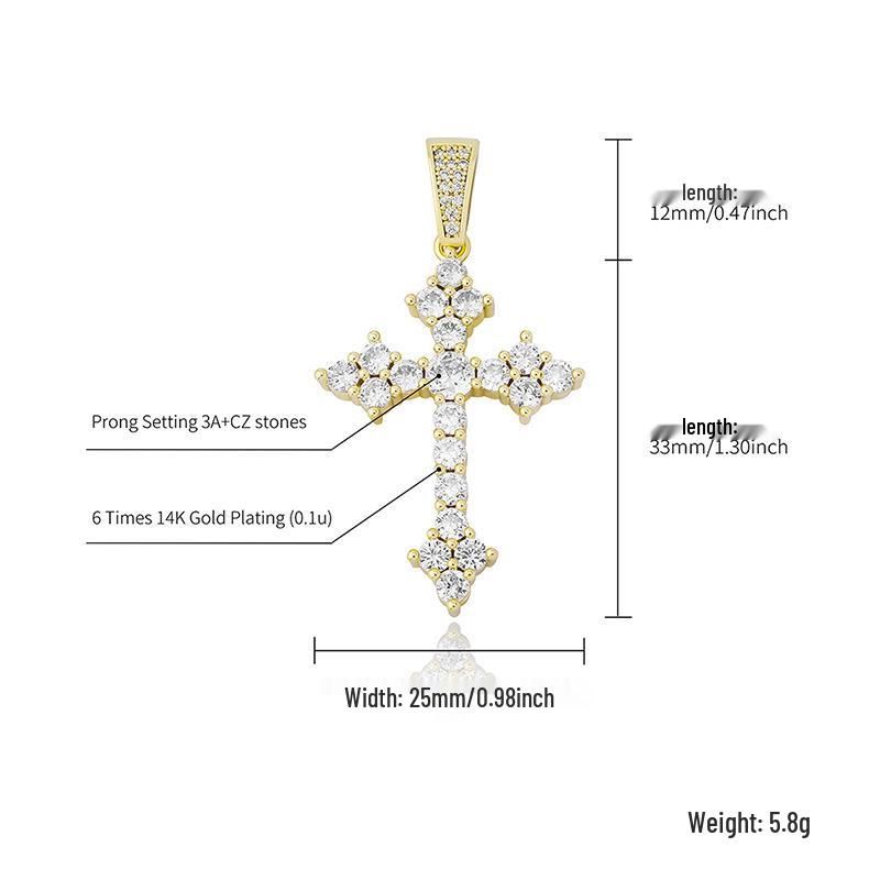 European and American Retro Zircon Cross Pendant Necklace