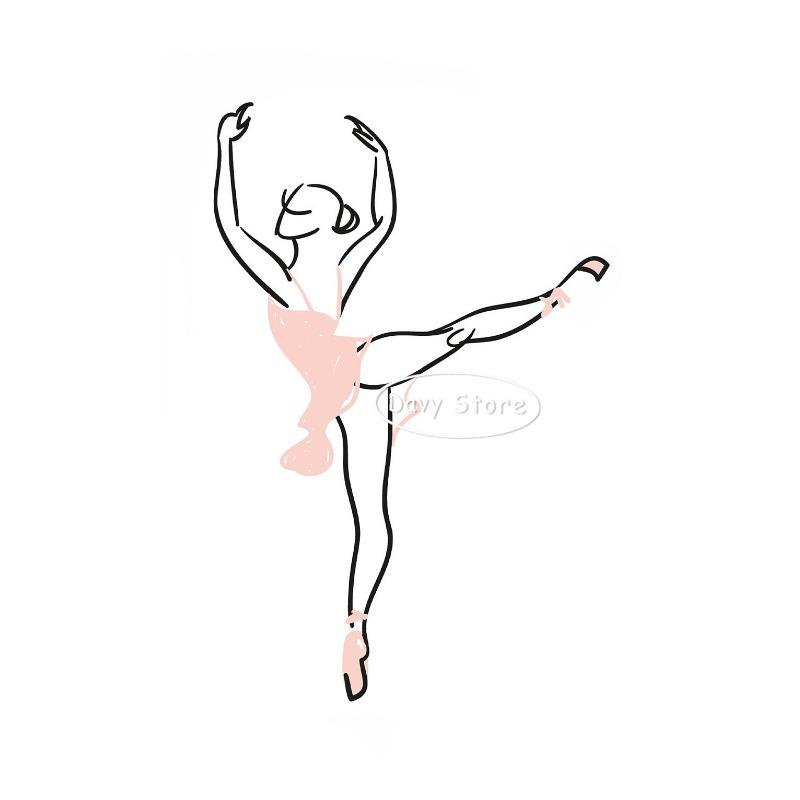 Pink Ballerina Line Abstract Poster Ballet Dancer Canvas Printing Wall Art Picture Modern Minimalist Girls Bedroom Home Decor