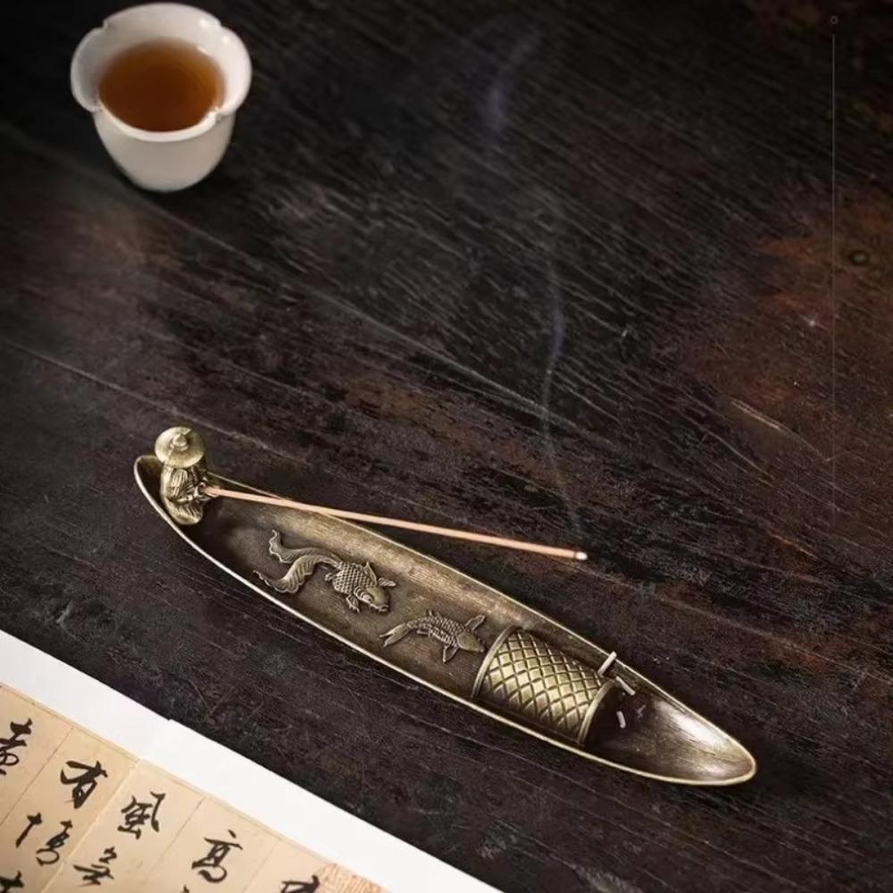 Boat Shape Incense Stick Holder Metal Aromatherapy Ornament  Home Interior Decoration