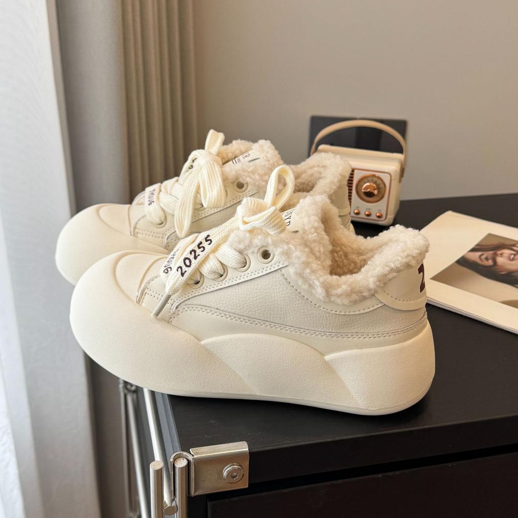 Женские новые универсальные туфли на толстой подошве, молочные фуфу с юбкой, хлебные туфли, женские оригинальные повседневные хлопковые туфли с большим носком