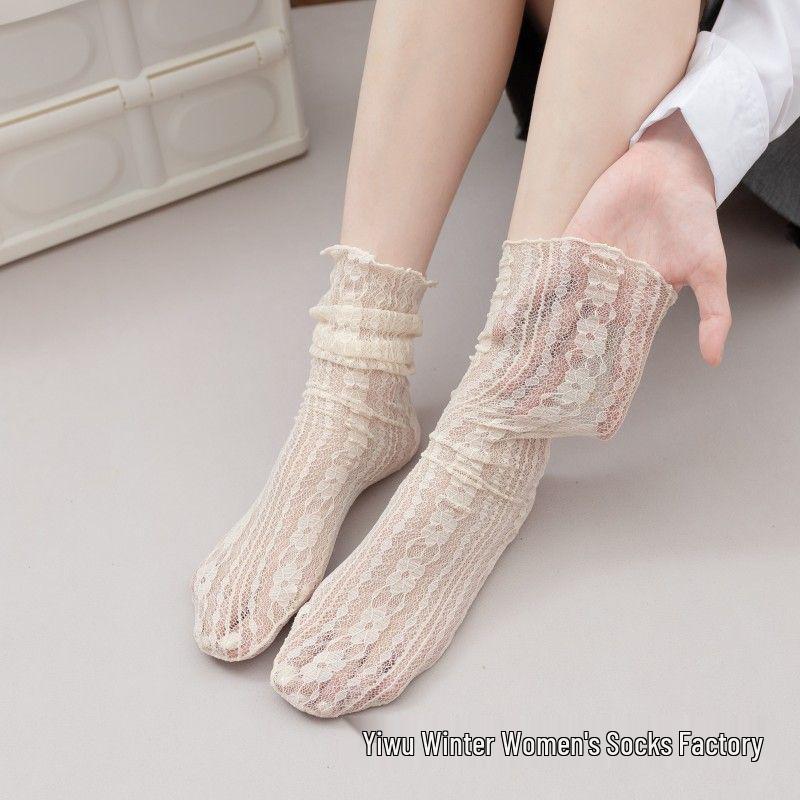 Носки Lolita Lace Calf Socks - дышащие белые носки средней длины для женщин (Весна лето)